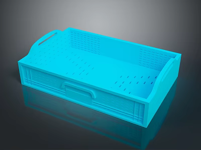 Blue Plastic Storage Box With Handles And Perforated Design For Household Organization 3d model