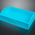 Blue Plastic Storage Box With Handles And Perforated Design For Household Organization