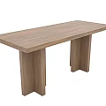 Long Modern Wooden Dining Table With Sturdy Legs And Natural Wood Grain