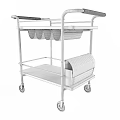 Practical Multifunctional Trolley with Cup Holders Paper Towel Rack Wine Storage Wooden Shelves Metal Frame
