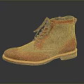 Ankle Boots With Leather Fabric Upper Classic Laces Brogue Details Brown Sole Stylish Daily Footwear