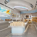 Bright Modern Dessert Shop Interior With Display Counter And Cheese Pastry Treats