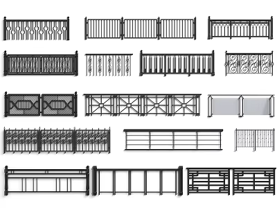 Various Patterned Fences With Different Designs For Home And Garden Decoration 3d model