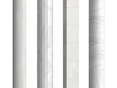 Marble Columns With Different Textures And Decorative Styles For Interior Design 3d model
