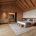 Modern Log Style Guest Room 3d model