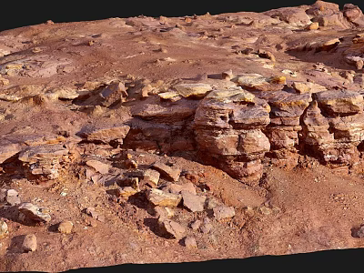 Garden Landscape With Layered Red Rock Formations And Natural Stone Structures 3d model