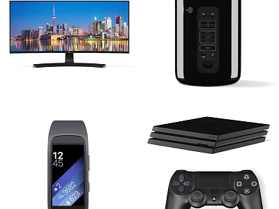 Smart Modern Computer Setup Featuring Monitor Console Controller And Black Tower 3d model
