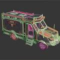 Unique Pink And Blue Vixens Food Truck With Metallic Finish Design