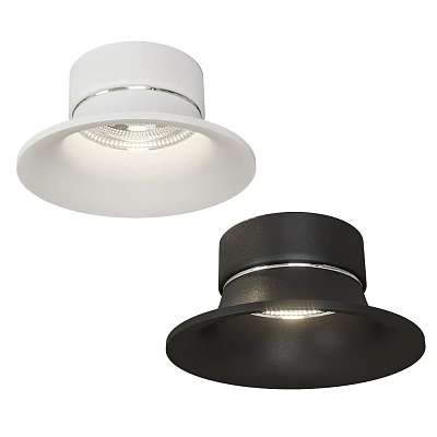 Sleek White and Black Downlights with Modern Recessed Design for Indoor Lighting 3d model