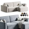 Modern Modular Sofa Set with Cozy Pillows and Throw Blanket in Various Neutral Tones 3d model