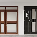 Brown And Black Double Doors With Glass Panels Modern Interior Entrance Design