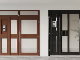 Modern aluminum alloy double door KFC door glass double door shop door 3d model