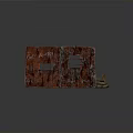 Worn Red Board With Square Openings And GO AWAY Text Beside Sandbags And Wooden Crate