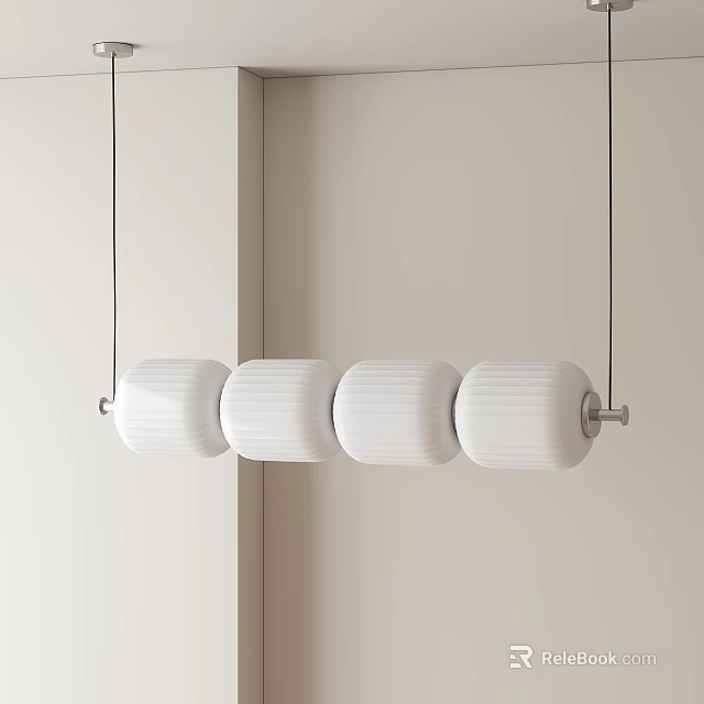 Modern White Linear Pendant Light With Cylindrical Shades For Minimalist Interior 3d model 