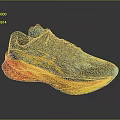 Blue Running Shoes With Red Yellow Gradient Sole Breathable Mesh Upper And Yellow Brand Logo