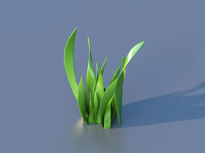 Lush Green Aquatic Plants With Long Slender Leaves Growing In Water 3d model