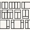Assorted Window Frame Designs With Various Sizes And Decorative Patterns 3d model