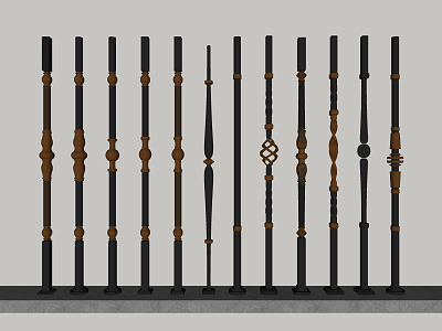 European style railing and railing post combination 3d model