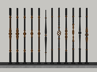 European style railing and railing post combination 3d model