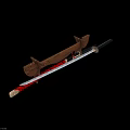 Traditional Dragon Creature Decorated Sword On Wooden Stand With Scabbard