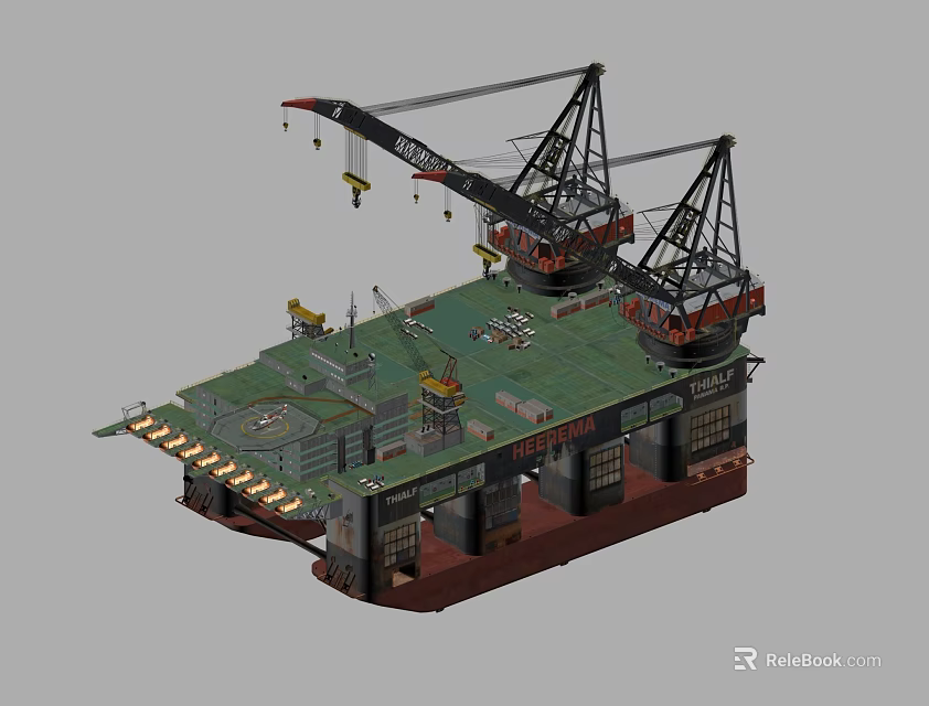 Industrial Equipment Platform Featuring Heavy Cranes And Working Structural Components 3d model 