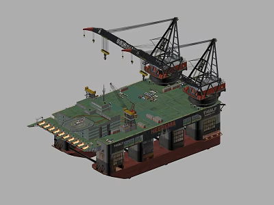 Industrial Equipment Platform Featuring Heavy Cranes And Working Structural Components 3d model