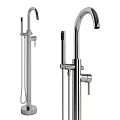 Elegant White Freestanding Modern Bathtub With Sleek Design And Chrome Faucet
