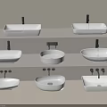 Modern Washbasin Collection Showcasing Different Ceramic Designs And Various Mounting Options 3d model