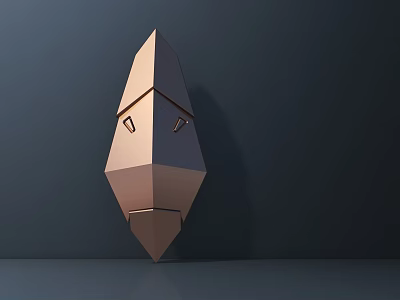 Multi Faceted Geometric Metal Sculpture With Polygonal Design And Shiny Surface 3d model