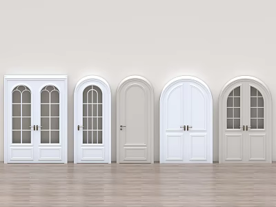 Various Designed White And Beige Arched Doors In Interior Setting 3d model