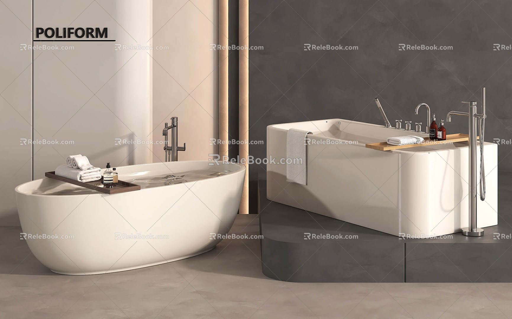 Bathtub Bathtub Integrated Bathtub Separate Bathtub Towels 3d model