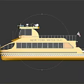 Yellow New York Water Taxi With Blue Seats And Decor