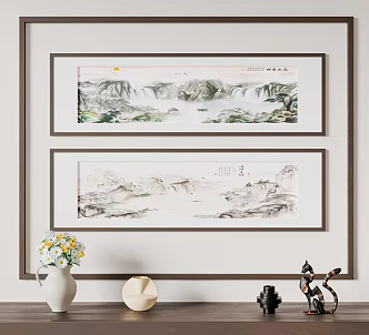 New Chinese Landscape Painting Decorative Hanging Painting 3d model