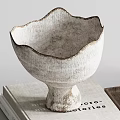 Minimalist Ceramic Decorative Ornament Set With Vase Bowl Candle And Sculpture On Stacked Books