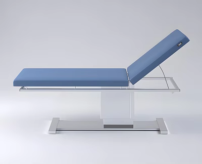 Medical Examination Table With Blue Mattress Adjustable Backrest And Metal Frame For Clinical Use 3d model