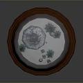 Snow Globe Featuring Blue Roof Gazebo Pine Trees Snow And Small Lights On Red Base