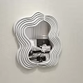 Modern Wavy White Frame Wall Mounted Mirror Reflecting Bedroom Interior Design