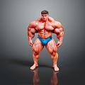 Muscular Male Bodybuilder Showing Well Developed Arms And Legs In Blue Trunks