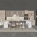 Modern Open Concept Living Dining Area With Pendant Lights And City View