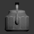 Silver Metal Kettle With Faceted Body Classic Handle And Spout For Daily Use