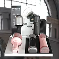 Stylish Headphones And Speakers In Pink Black Silver With Display Stand