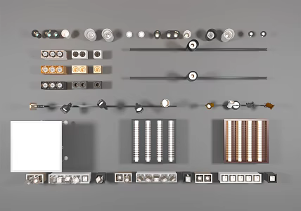Modern spotlights track lights downlights 3d model