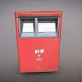 Red Postbox With Mail Slots And POST Label On Gray Background 3d model