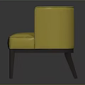 Yellow Curved Sofa With Tufted Diamond Pattern Backrest Leather Upholstery And Dark Wooden Legs