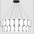 Modern Chandelier With White Cylindrical Shades And Metal Suspension Wires