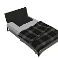 Modern Single Bed Design With Black Headboard Light Mattress Black Pillow And Plaid Blanket