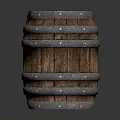 Household Wooden Barrel with Metal Hoops and Rustic Design for Home Decor