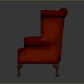 Red Leather Tufted Armchair With Scroll Arms Wooden Legs And Nailhead Trim
