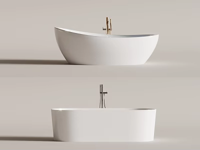 Modern White Bathtub Designs Bowl Shaped And Rectangular With Faucet 3d model