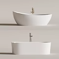 Modern White Bathtub Designs Bowl Shaped And Rectangular With Faucet 3d model